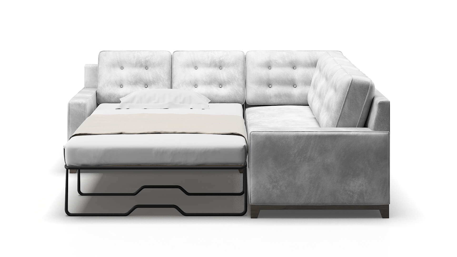 Alexandria Loft Snowfall Sectional Sleeper Espresso legs 1