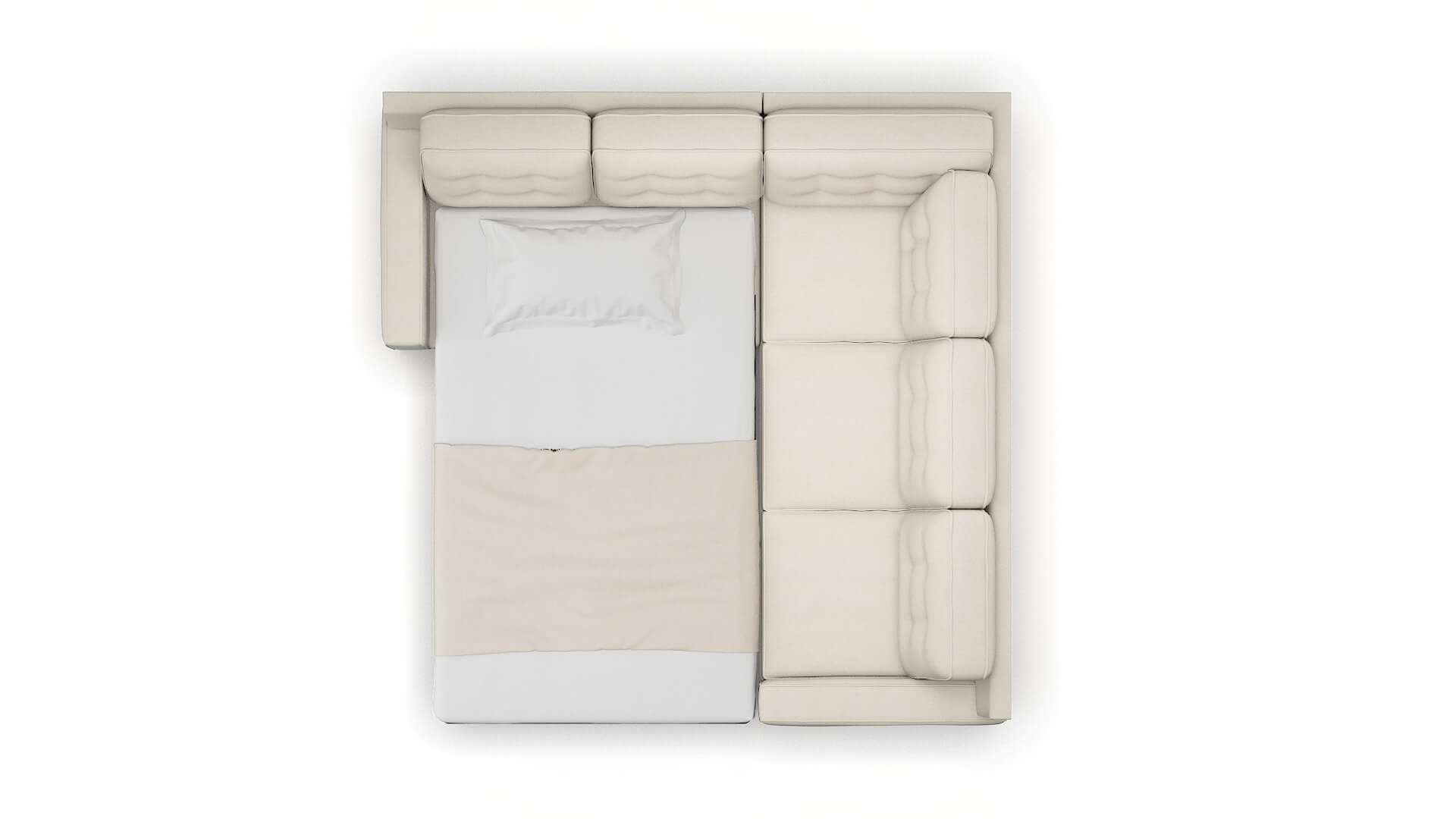 Alexandria Malibu Linen Sectional Sleeper Espresso legs 3