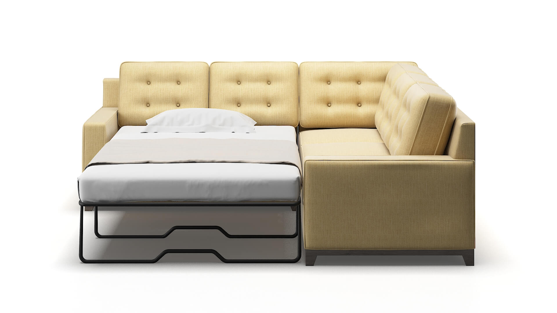Alexandria Malibu Maize Sectional Sleeper Espresso legs 1