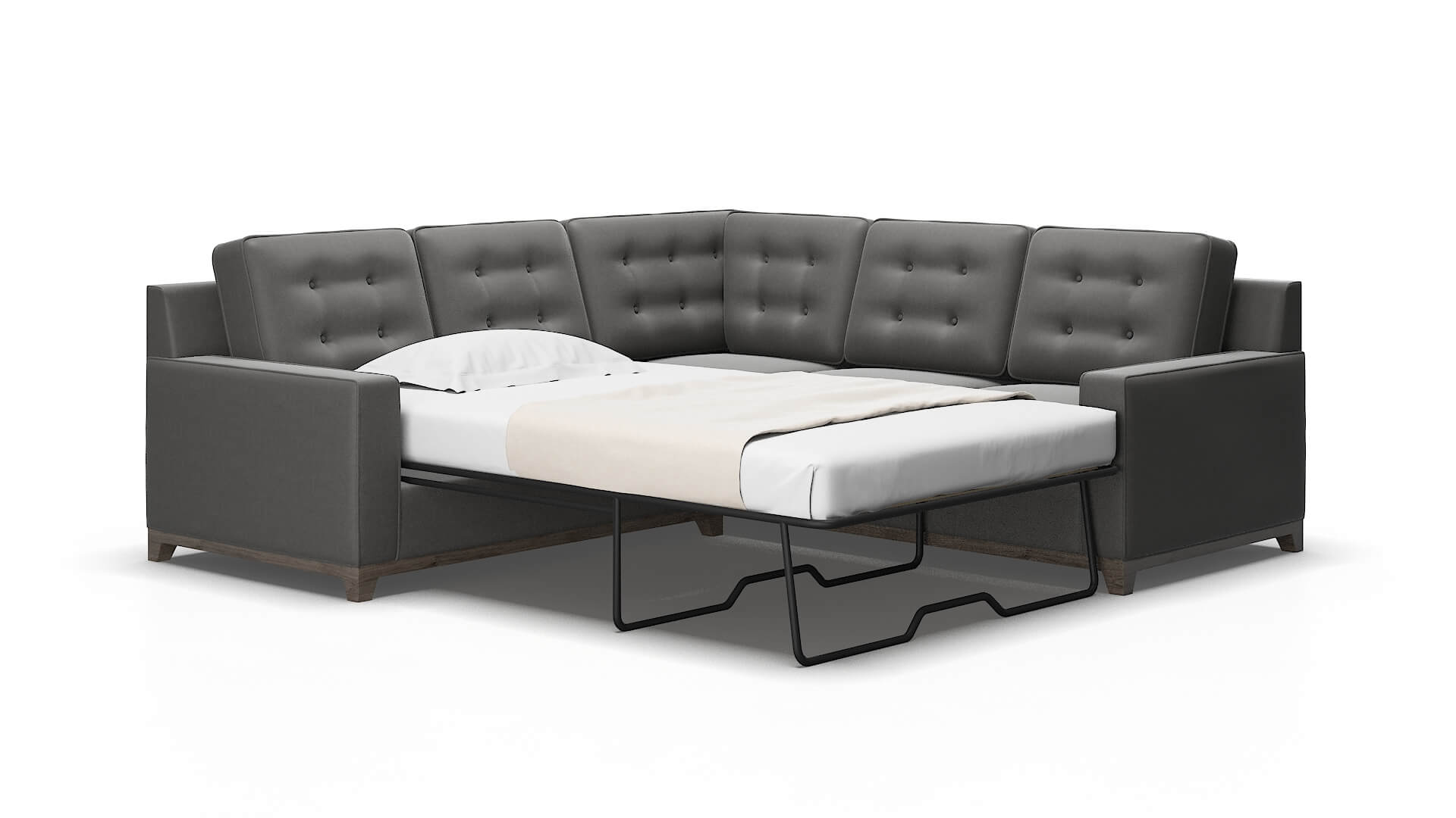 Alexandria Oakley Charcoal Sectional Sleeper Espresso legs 2