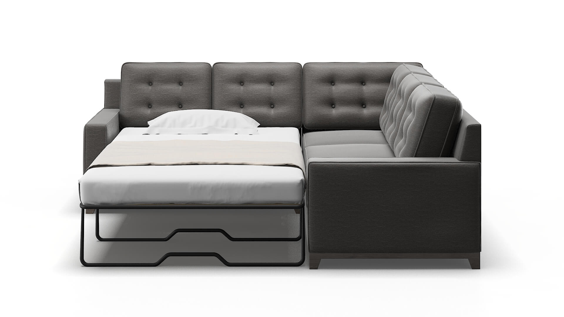 Alexandria Oscar Grey Sectional Sleeper Espresso legs 1