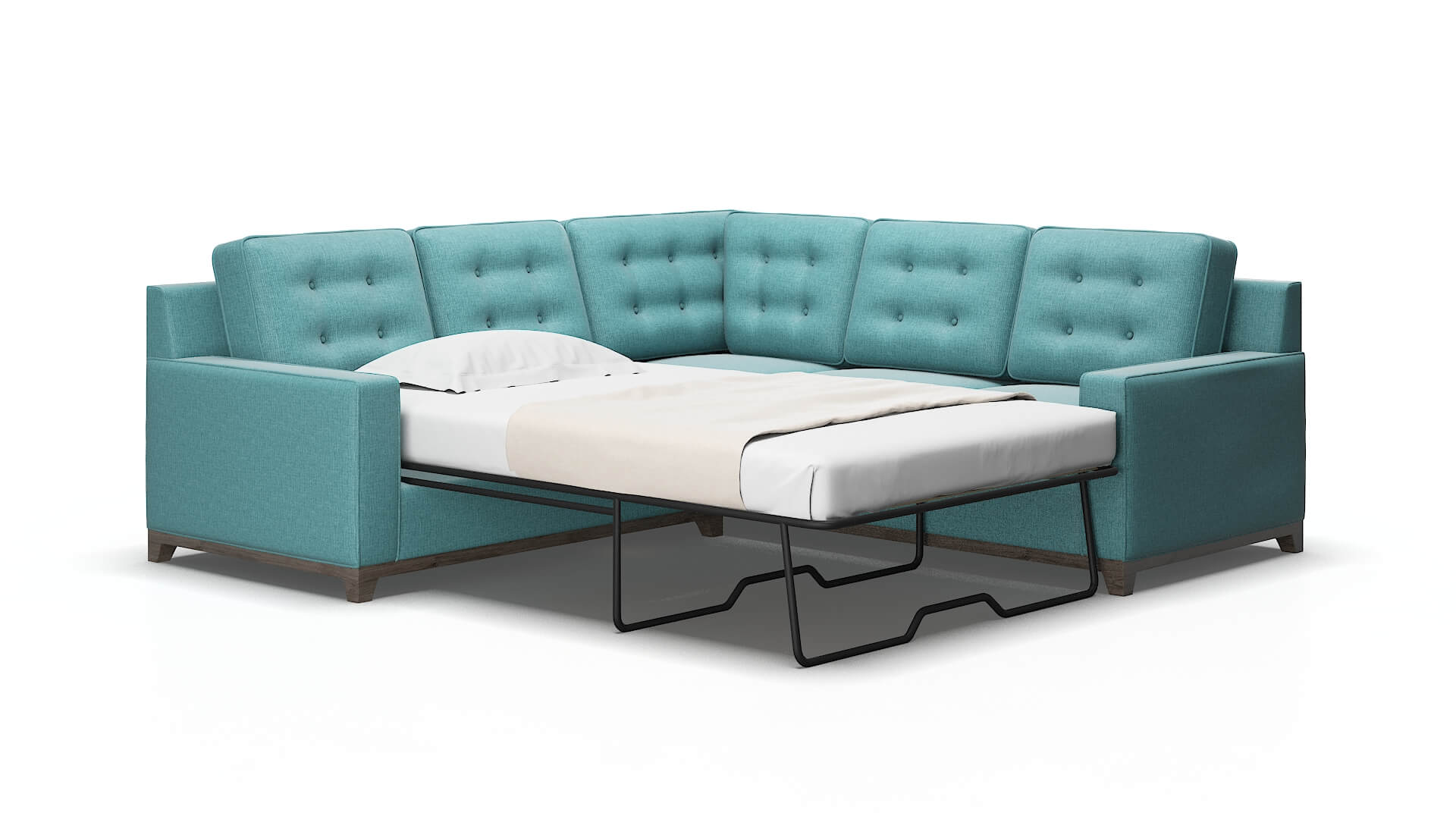 Alexandria Parker turquoise Sectional sleeper Espresso Legs  2