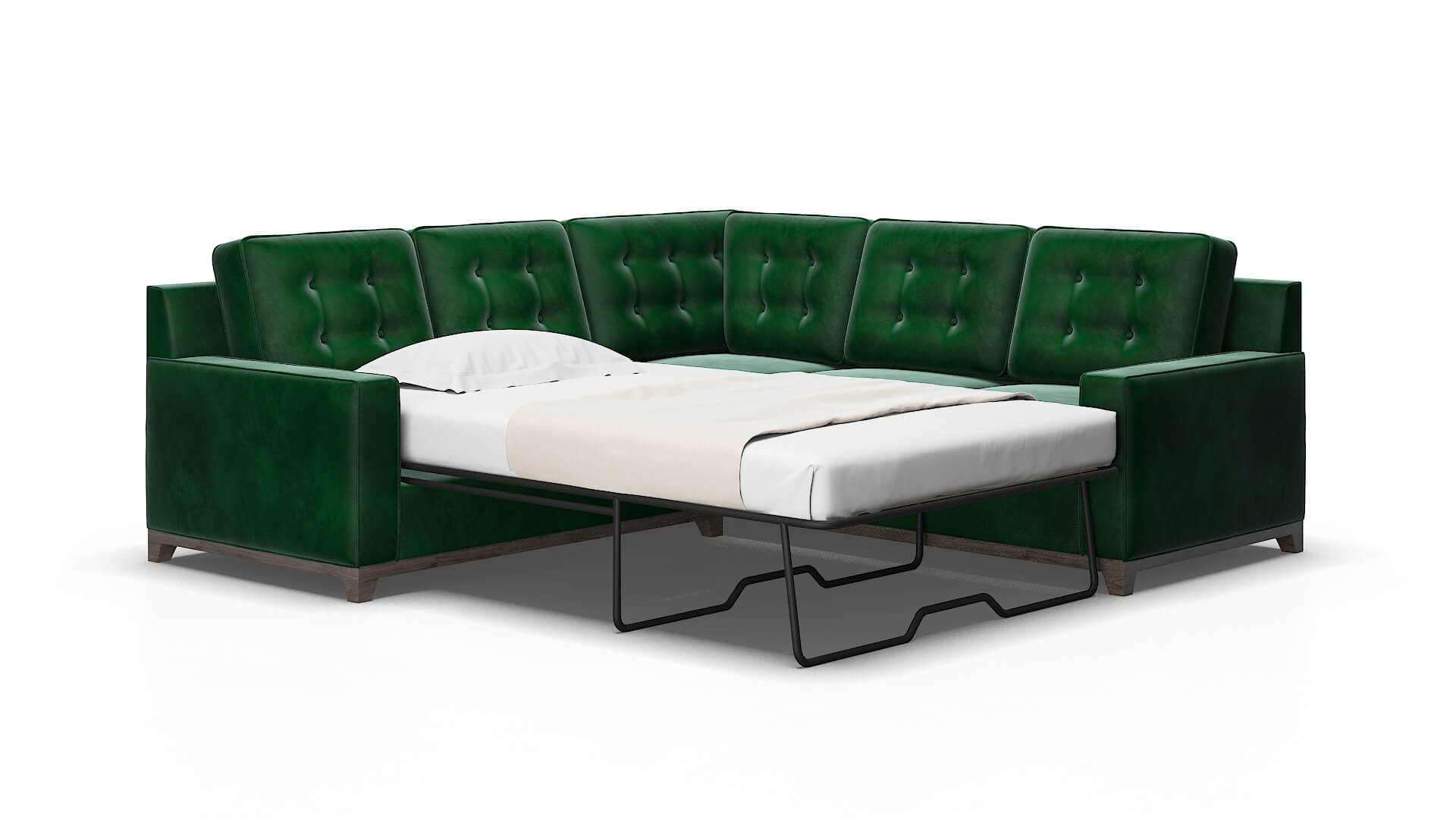 Alexandria Royale evergreen Sectional sleeper Espresso Legs  2