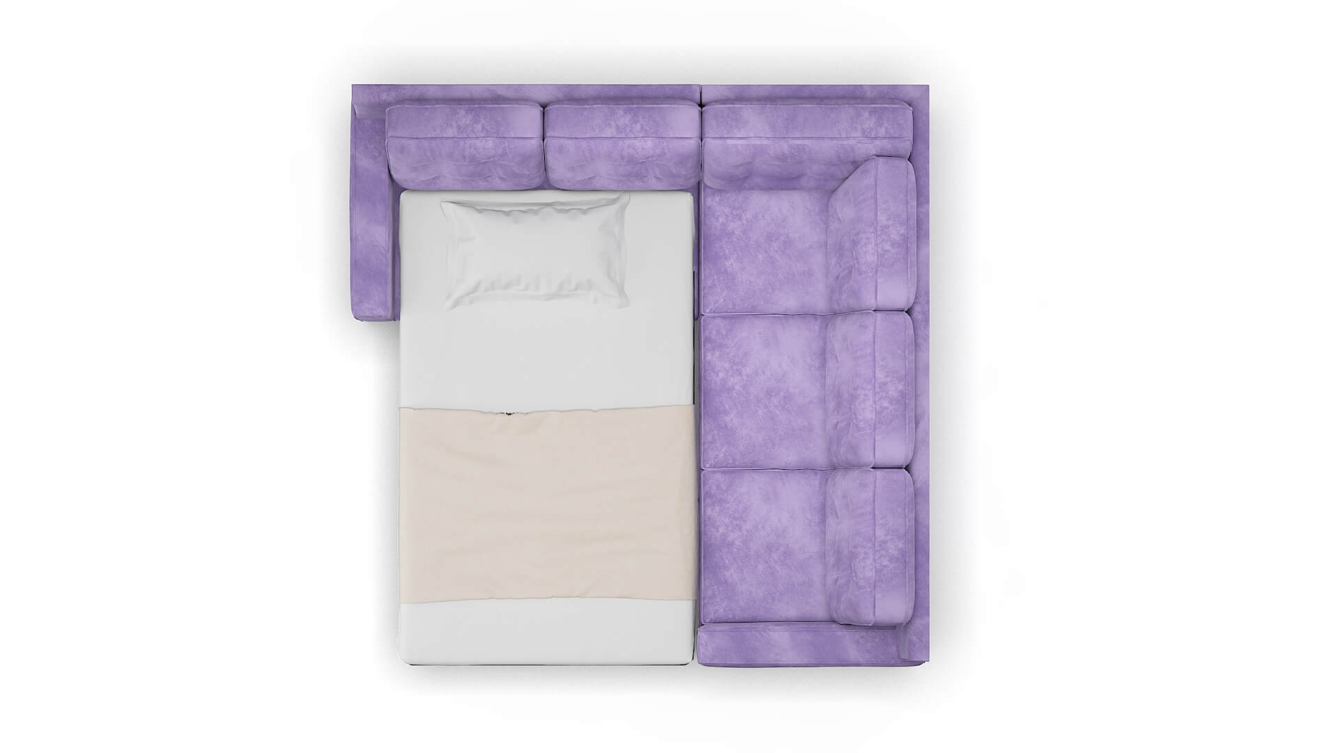 Alexandria Royale Lavender Sectional Sleeper Espresso legs 3