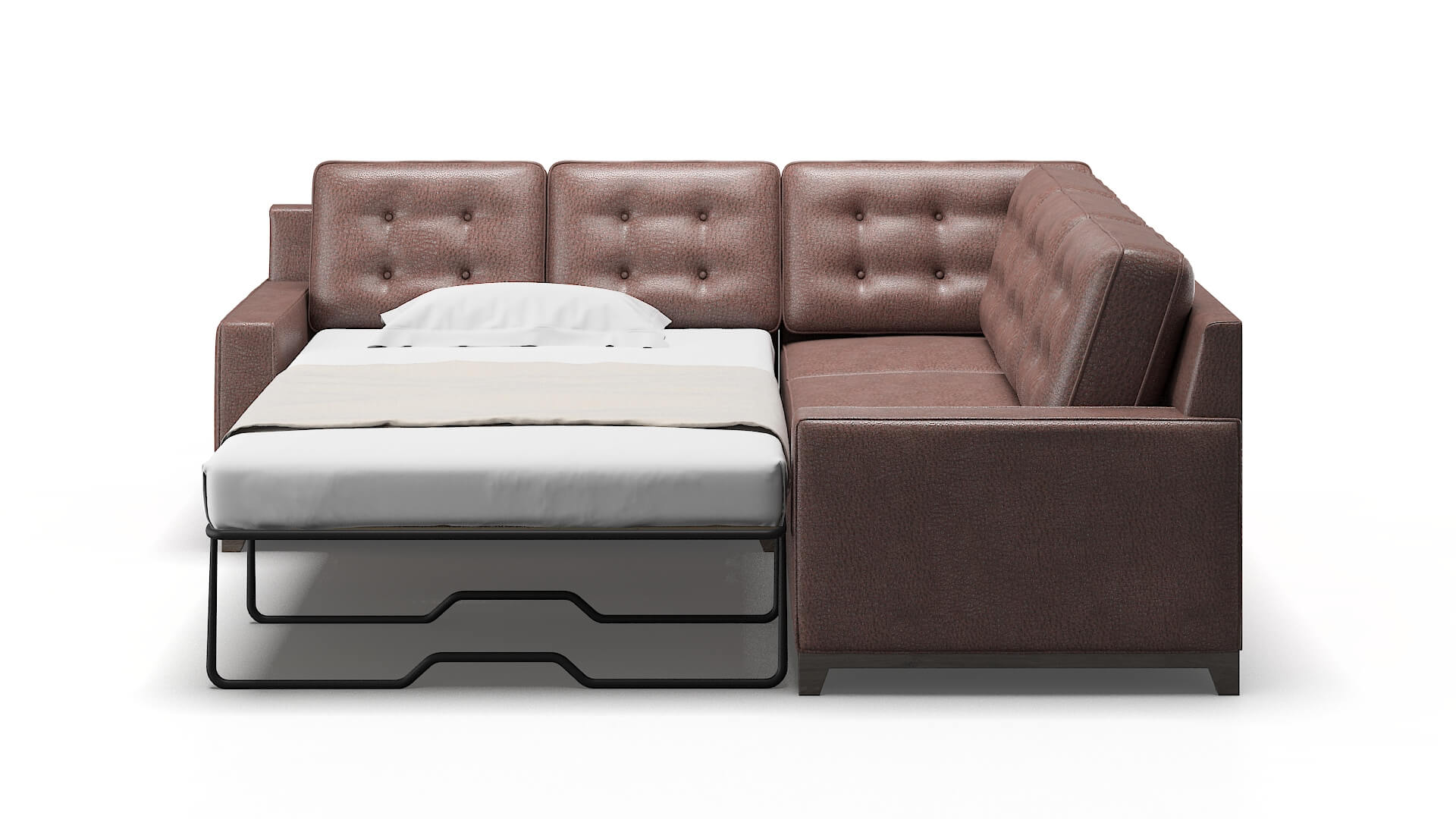 Alexandria Royale Mocha Sectional Sleeper Espresso legs 1