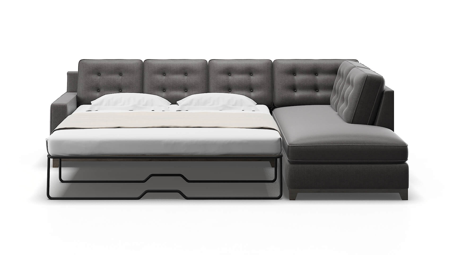 Alexandria Sasha Grey Panel Sleeper Espresso legs 1