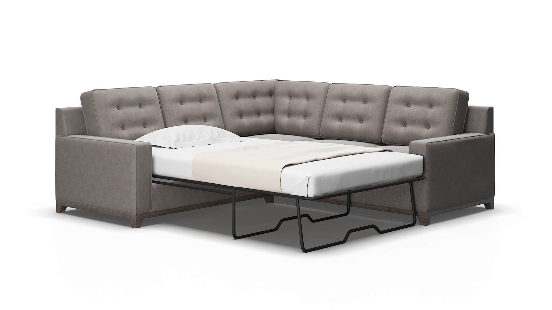 Alexandria Suave Slate Sectional Sleeper espresso legs 2