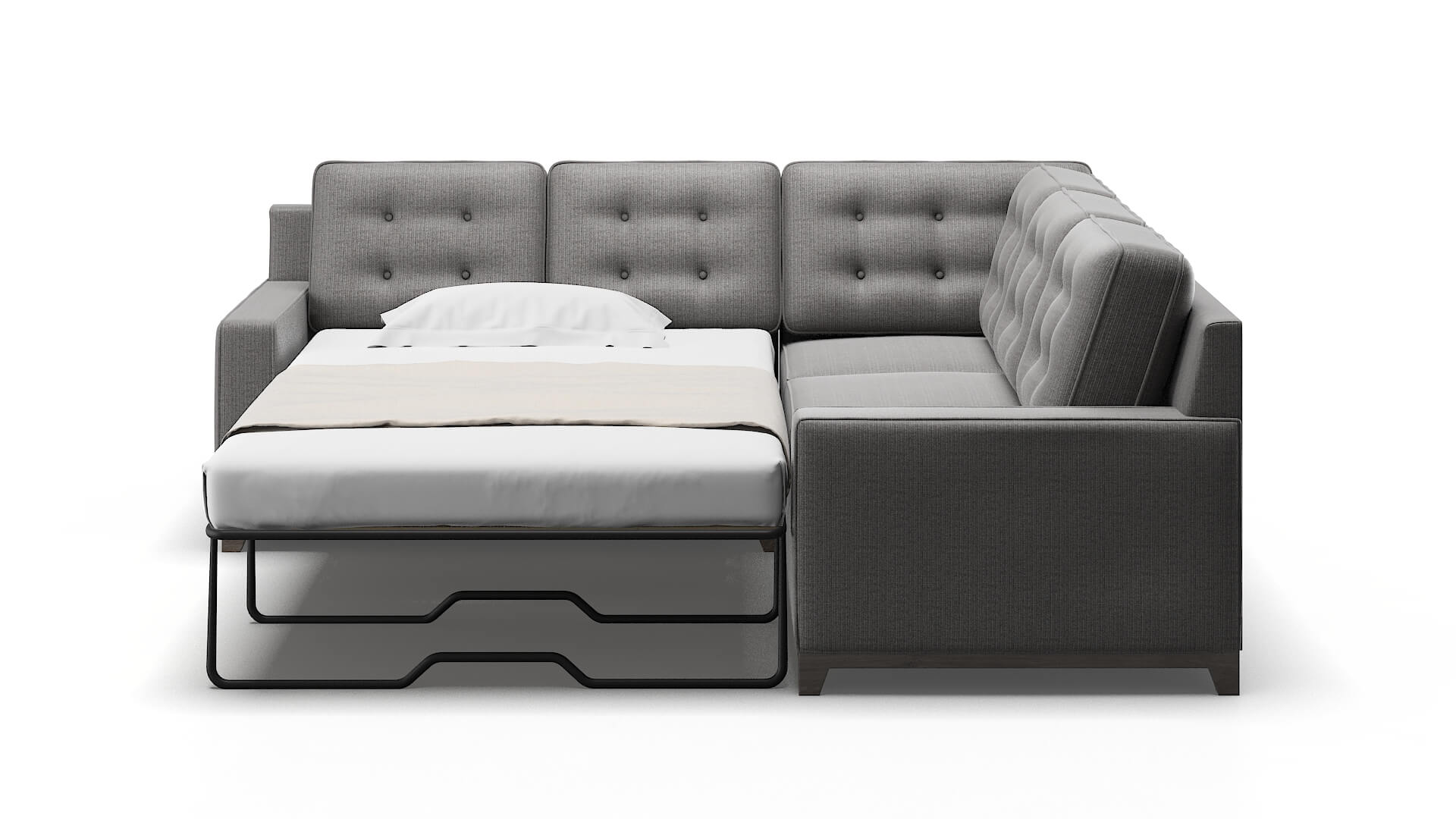 Alexandria Terrain Oatmeal Sectional Sleeper Espresso legs 1