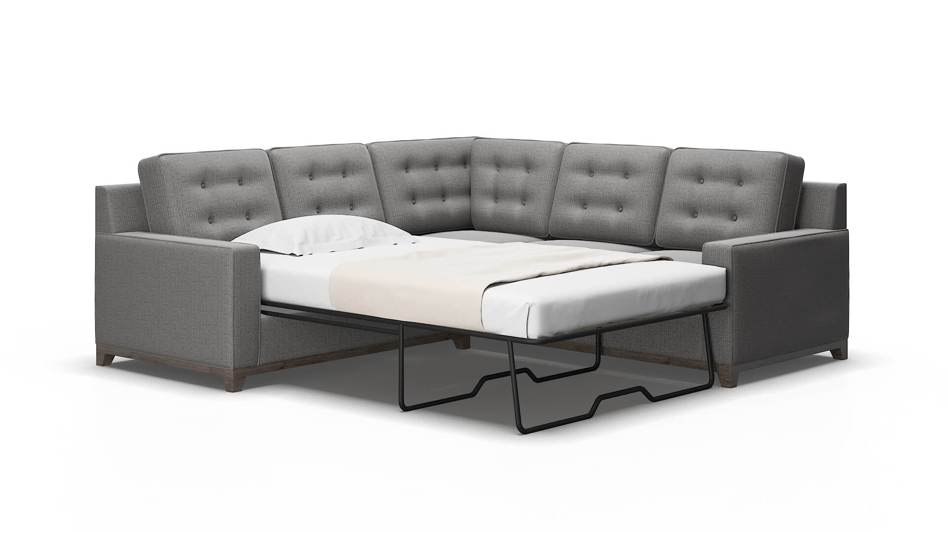 Alexandria Terrain Oatmeal Sectional Sleeper Espresso legs 2