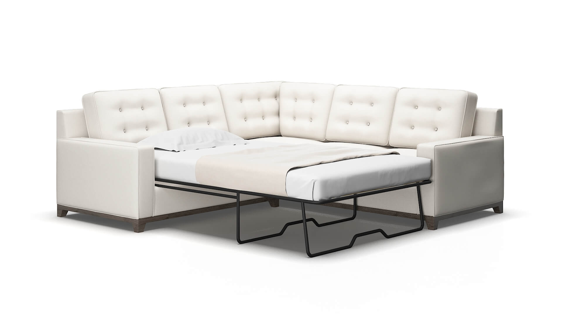 Alexandria Venice eggshell Sectional sleeper Espresso Legs  2