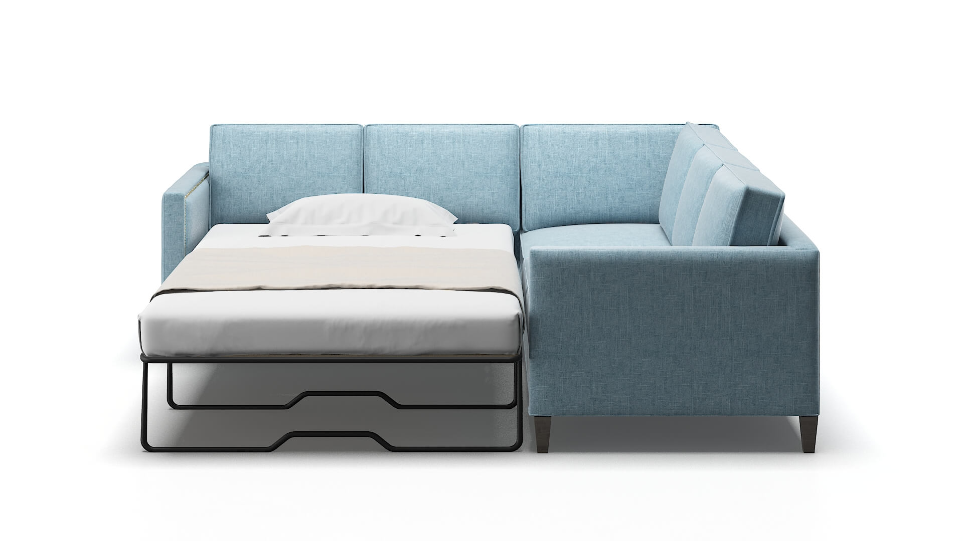 Alps Atlas Turquoise Sectional Sleeper Espresso legs 1