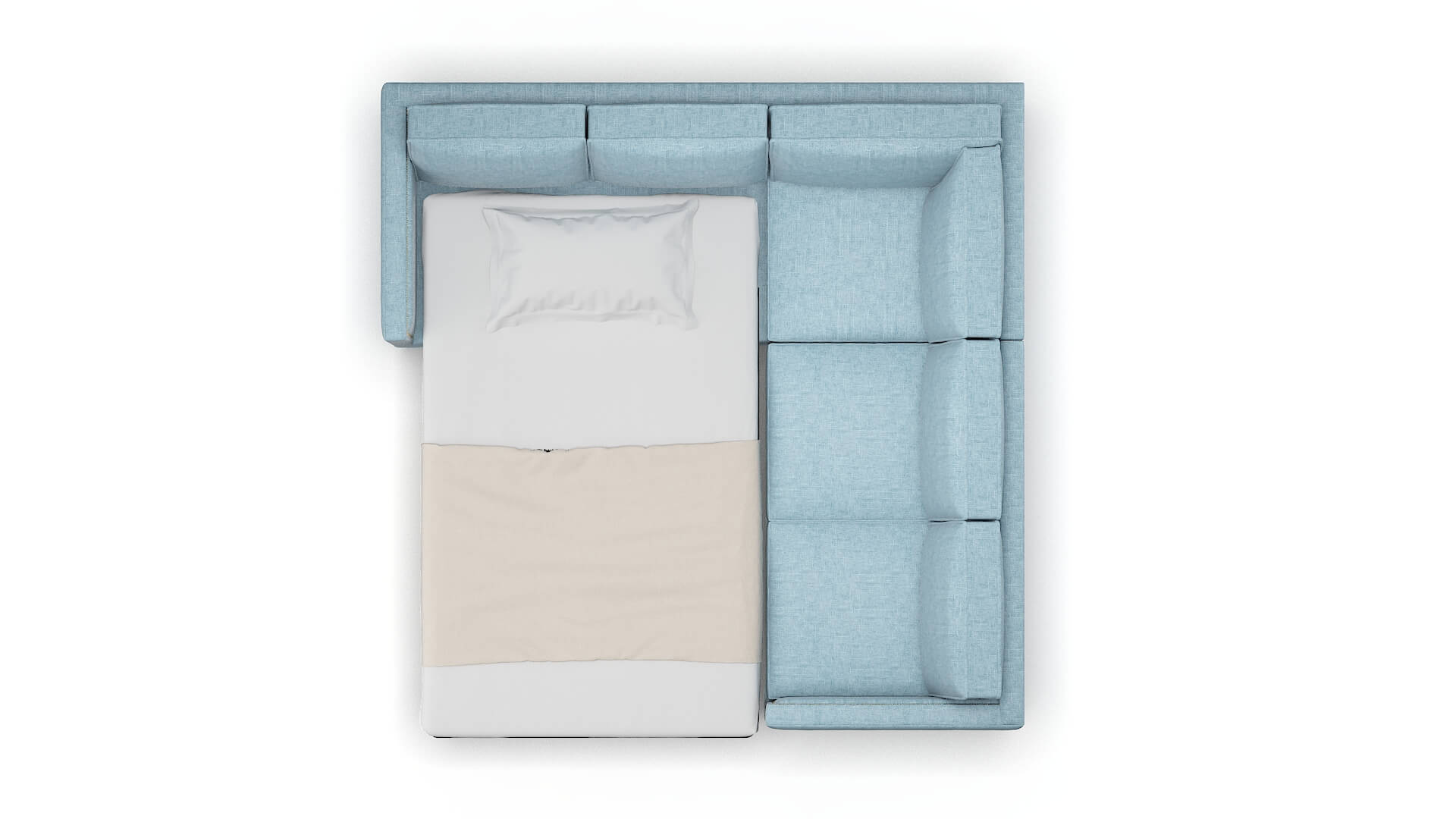 Alps Atlas Turquoise Sectional Sleeper Espresso legs 3