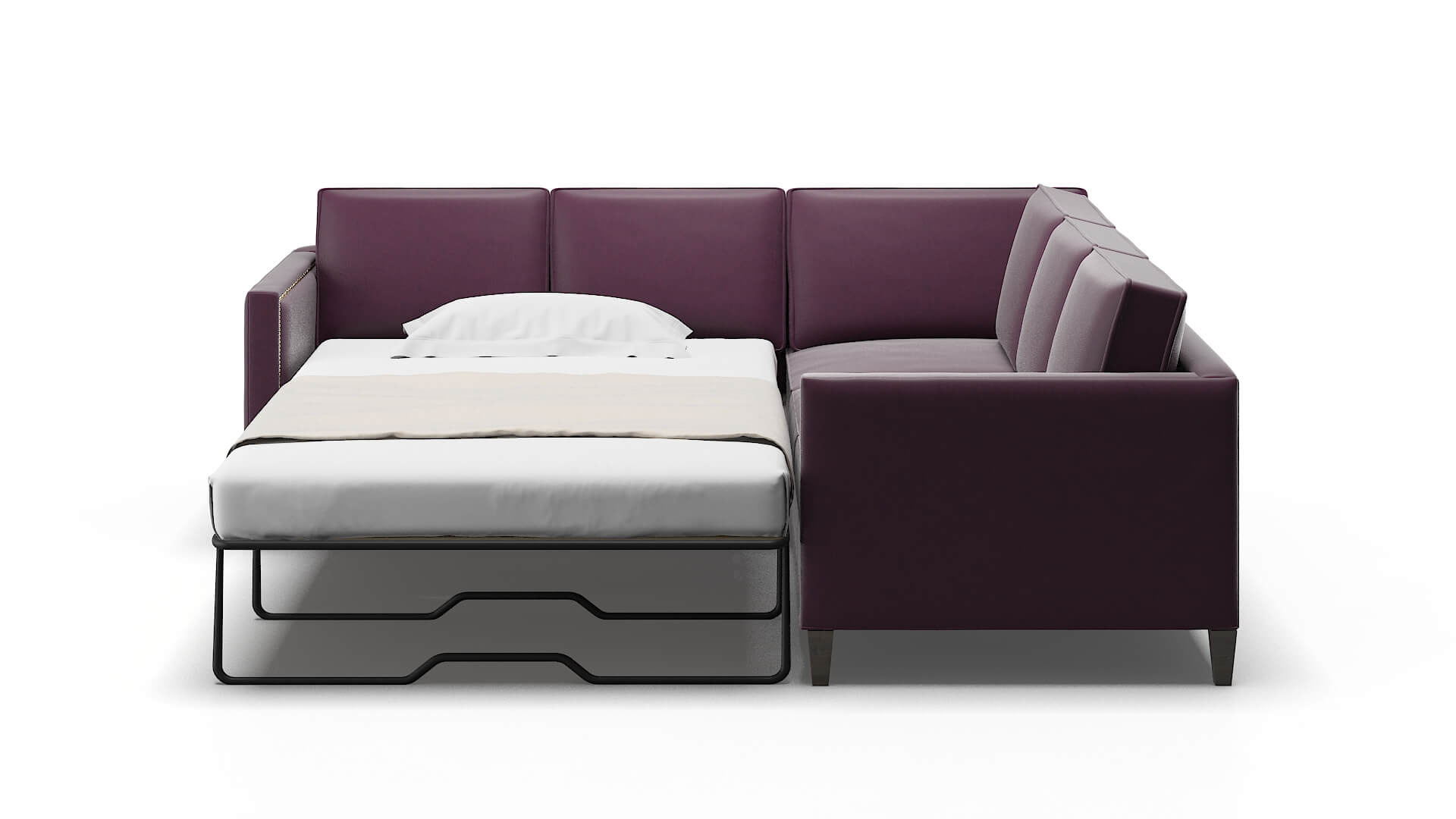 Alps Bella Aubergine Sectional Sleeper Espresso legs 1