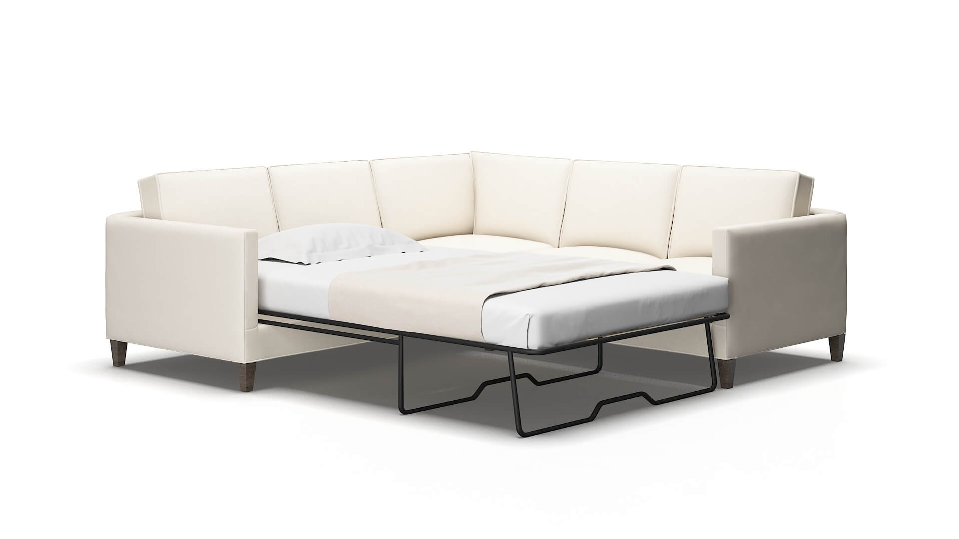 Alps Blanche Milky Sectional Sleeper Espresso legs 2