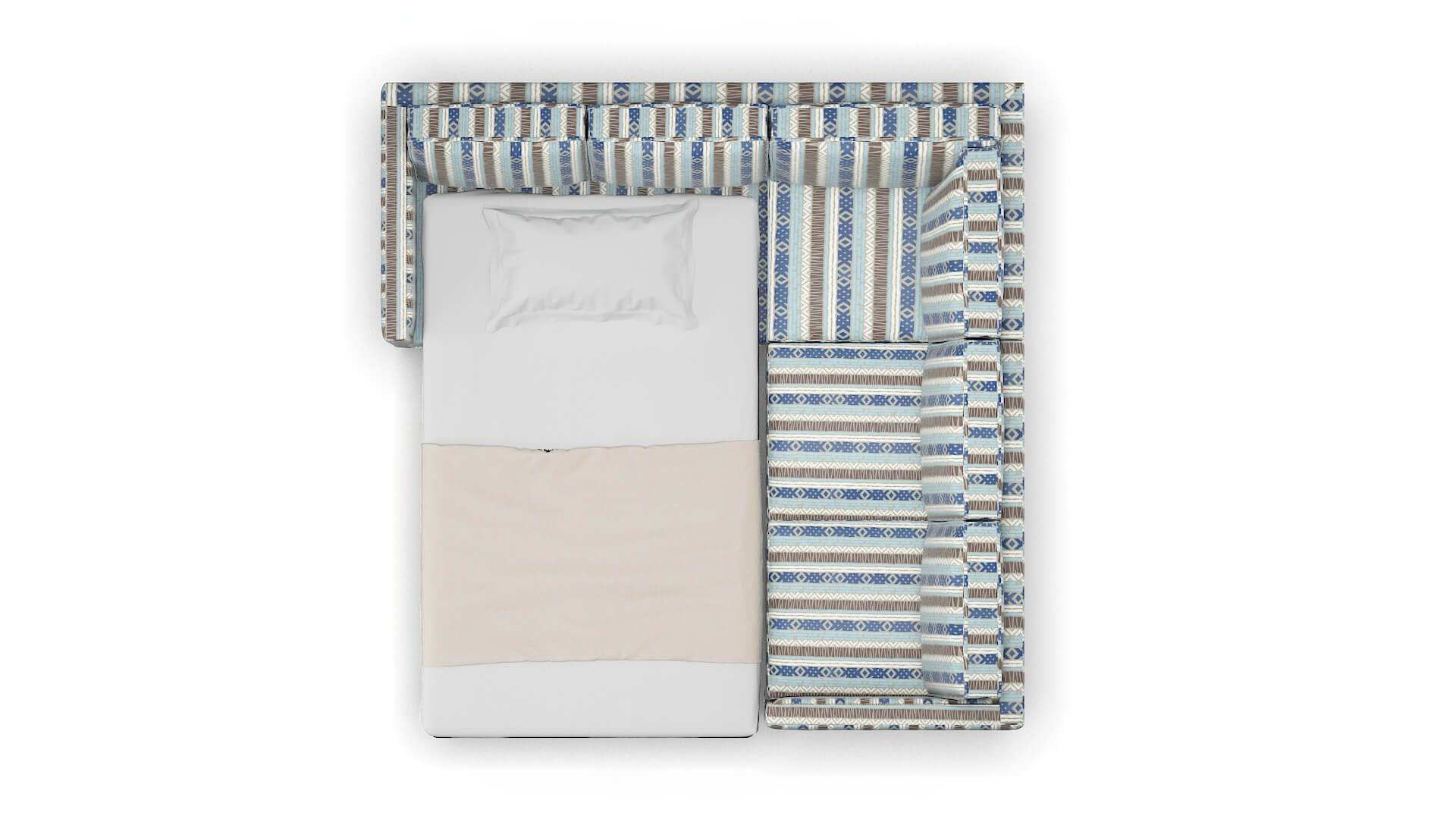 Alps Bodhi Indigo Sectional Sleeper Espresso legs 3