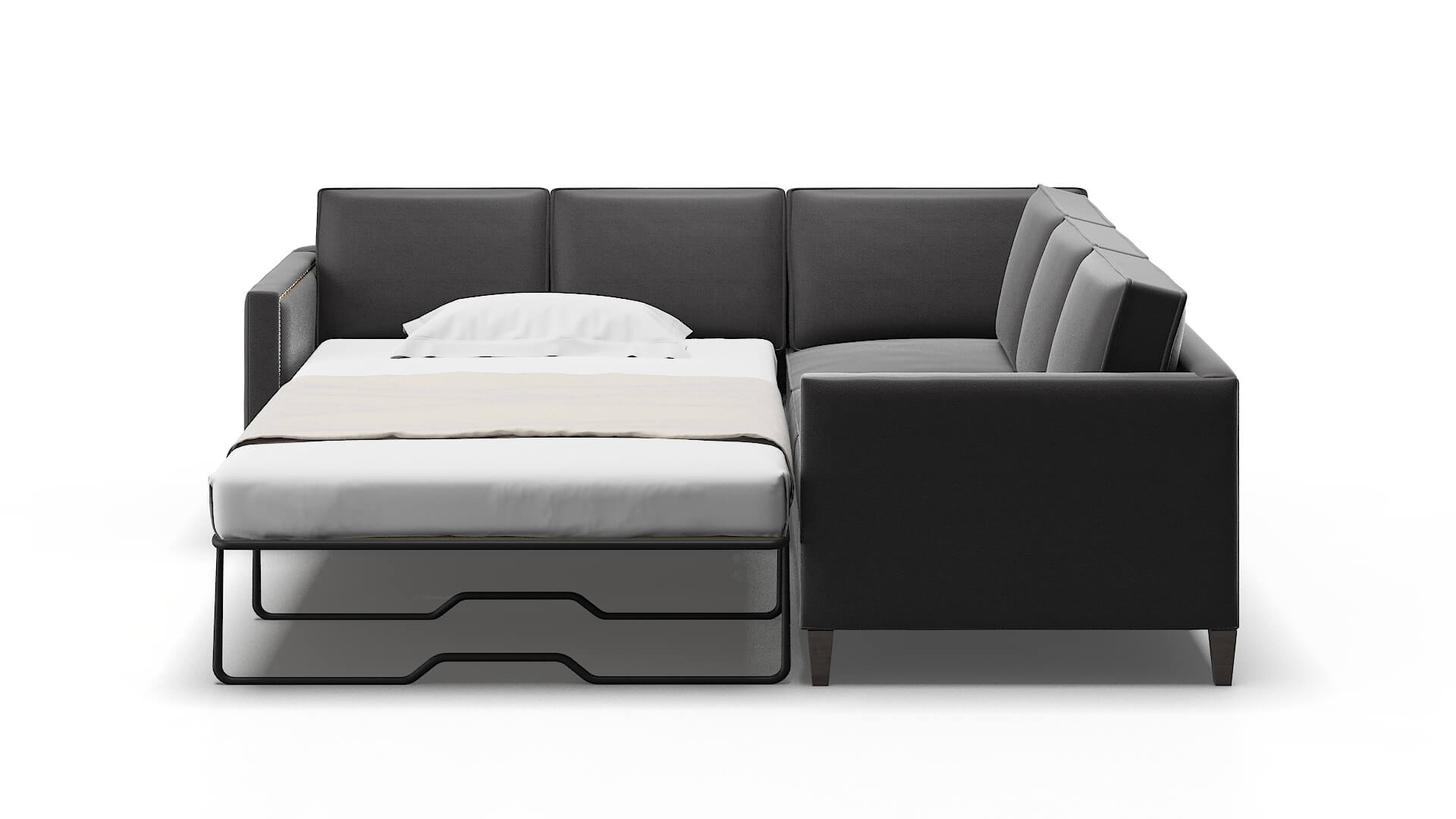 Alps Catalina Charcoal Sectional Sleeper Espresso legs 1