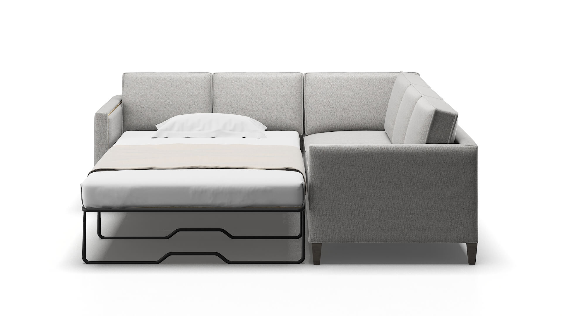 Alps Catalina Silver Sectional Sleeper Espresso legs 1