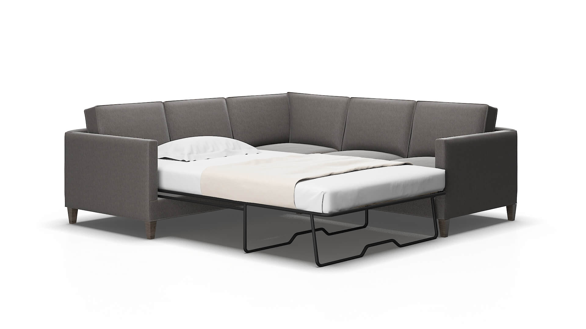 Alps Cosmo Charcoal Sectional Sleeper Espresso legs 2