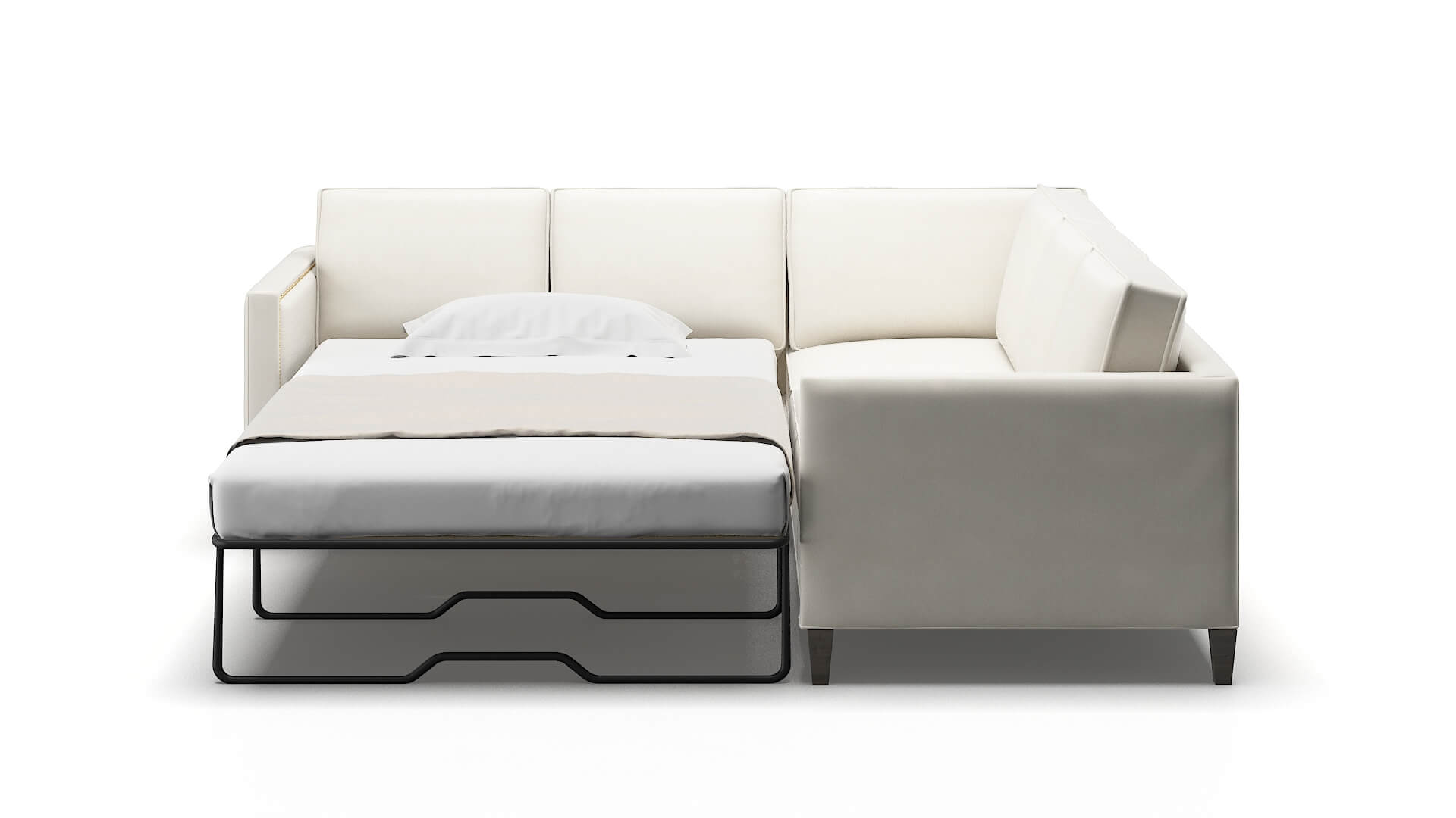 Alps Cosmo Ivory Sectional Sleeper Espresso legs 1