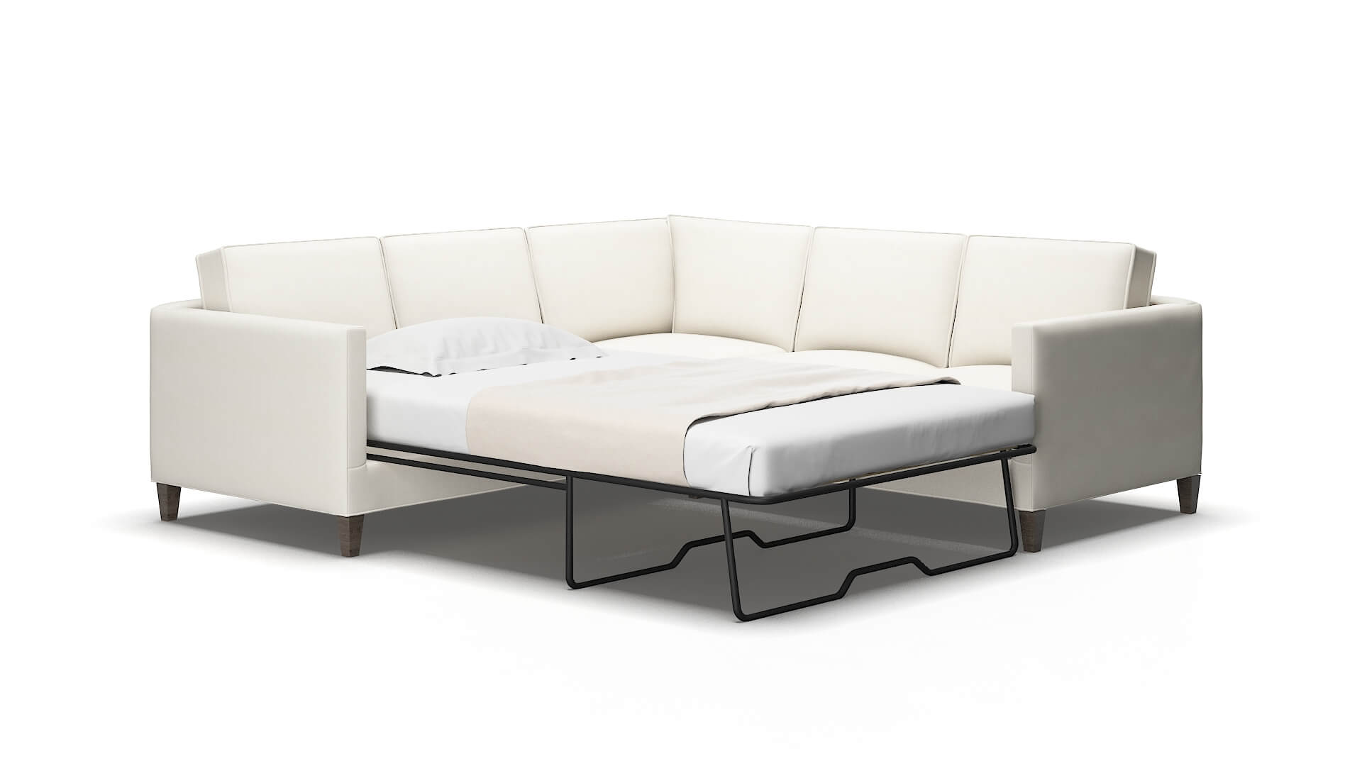 Alps Cosmo ivory Sectional sleeper Espresso Legs  2