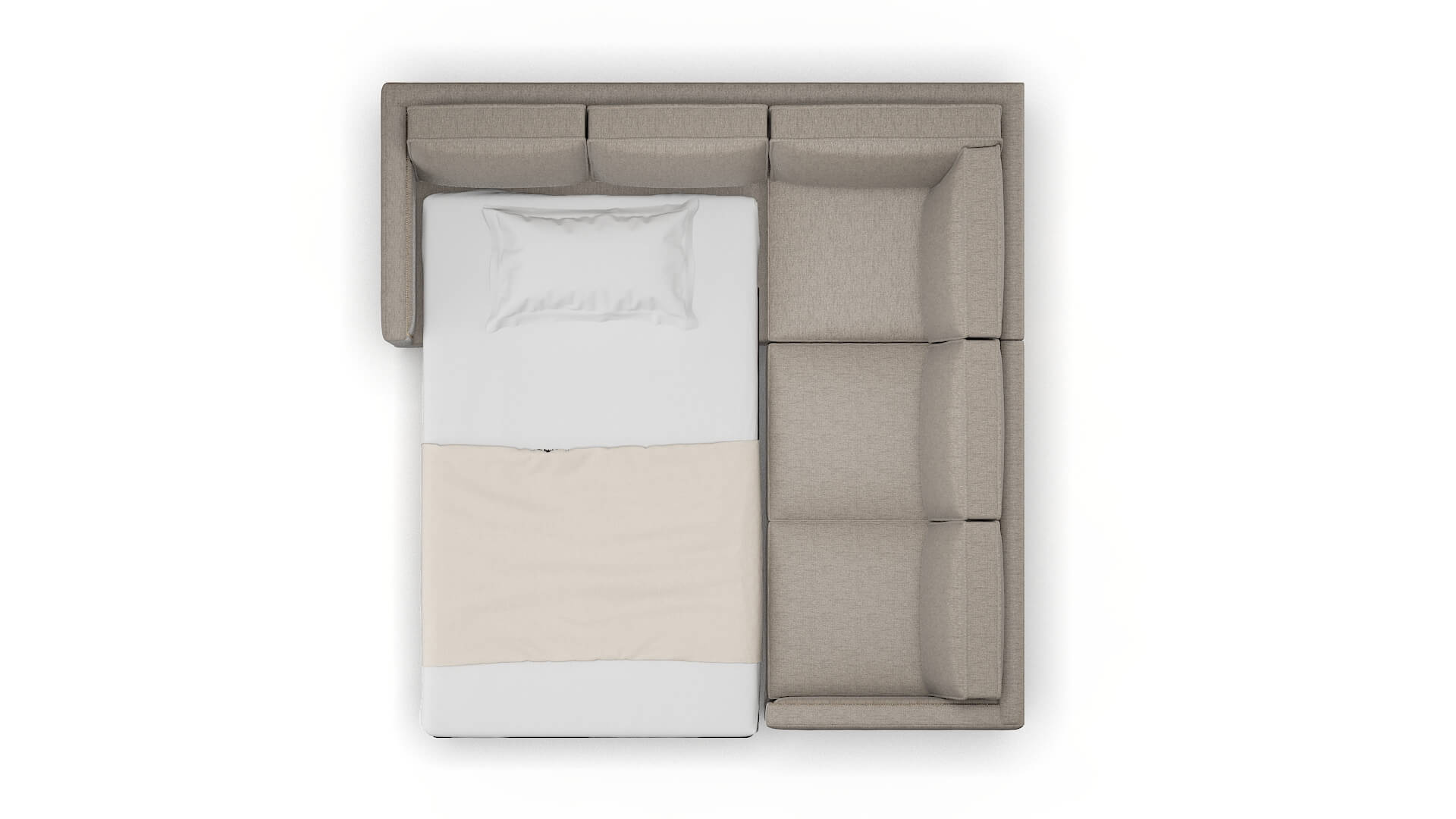 Alps Cosmo Taupe Sectional Sleeper Espresso legs 3