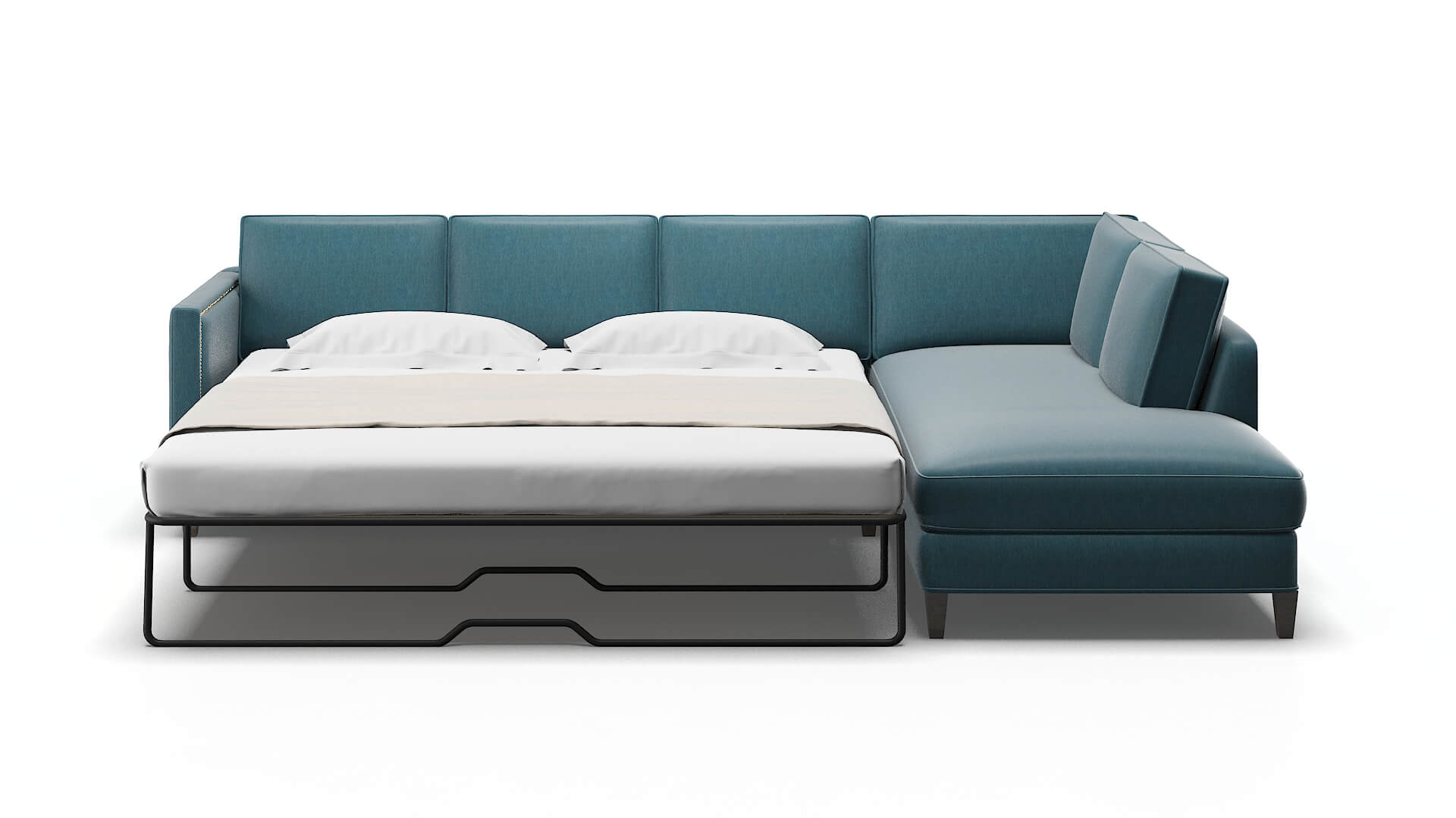 Alps Cosmo Teal Panel Sleeper Espresso legs 1