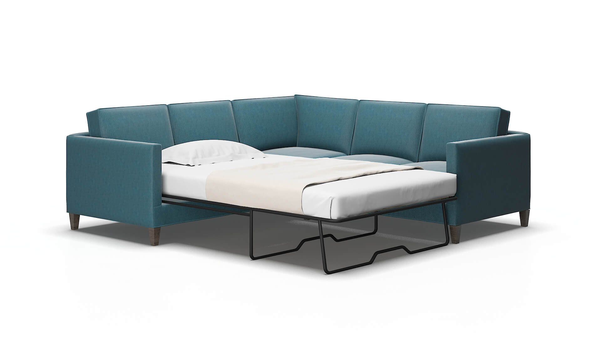 Alps Cosmo teal Sectional sleeper Espresso Legs  2