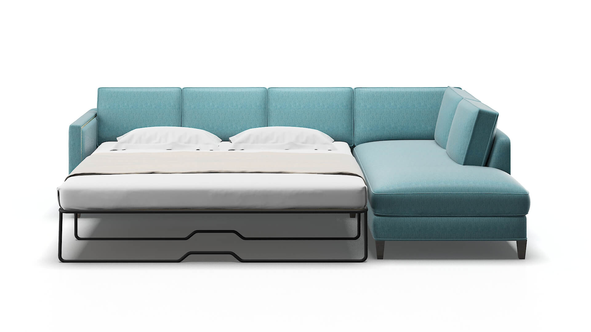 Alps Cosmo Turquoise Panel Sleeper Espresso legs 1