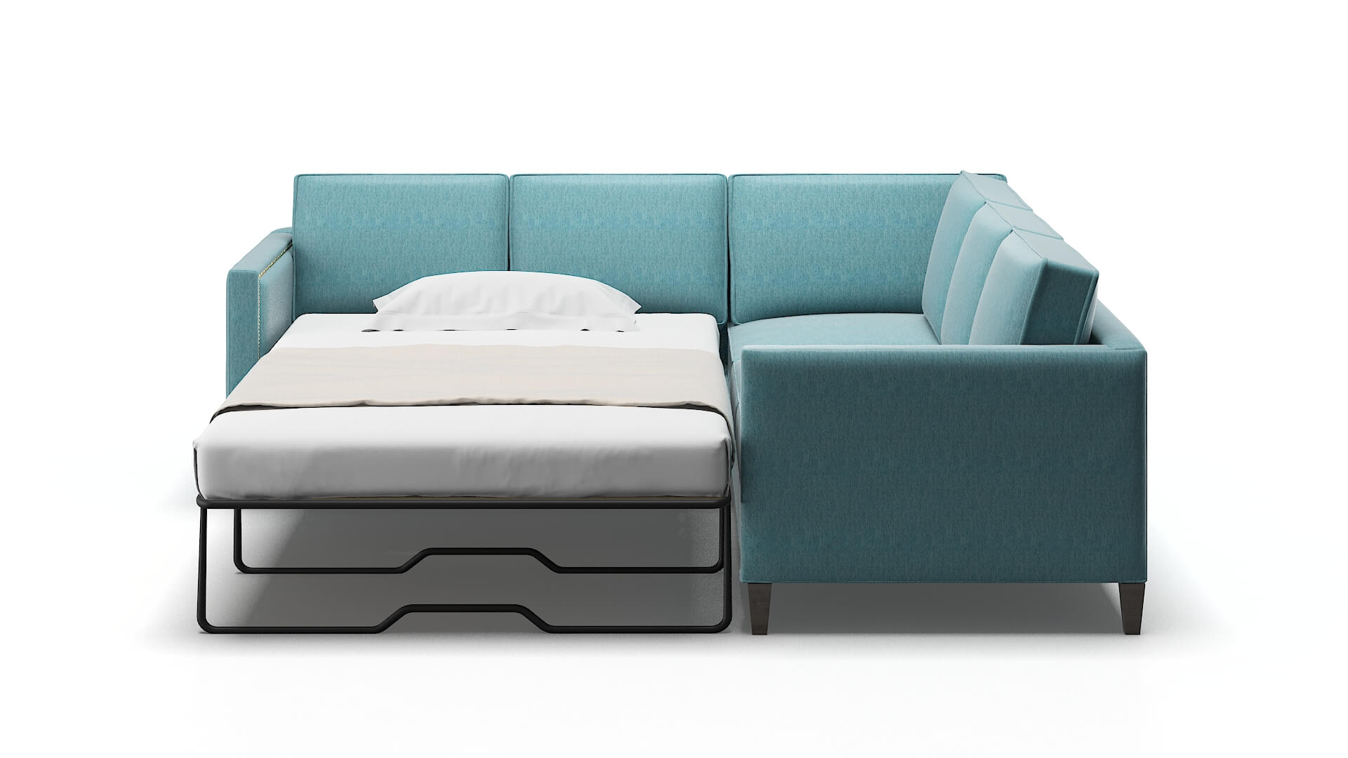 Alps Cosmo Turquoise Sectional Sleeper Espresso legs 1