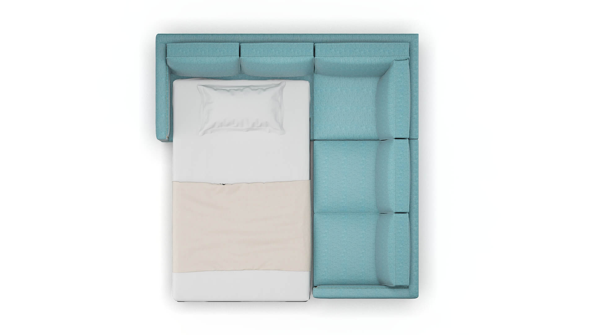 Alps Cosmo Turquoise Sectional Sleeper Espresso legs 3