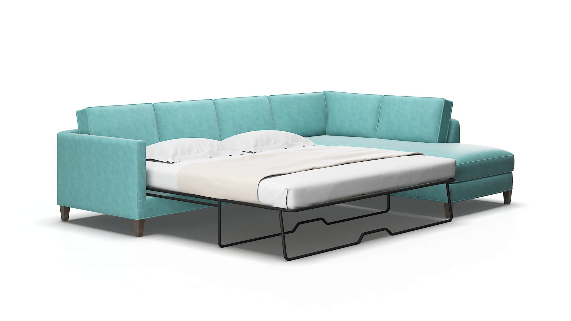 Alps Curious turquoise Panel sleeper Espresso Legs  2