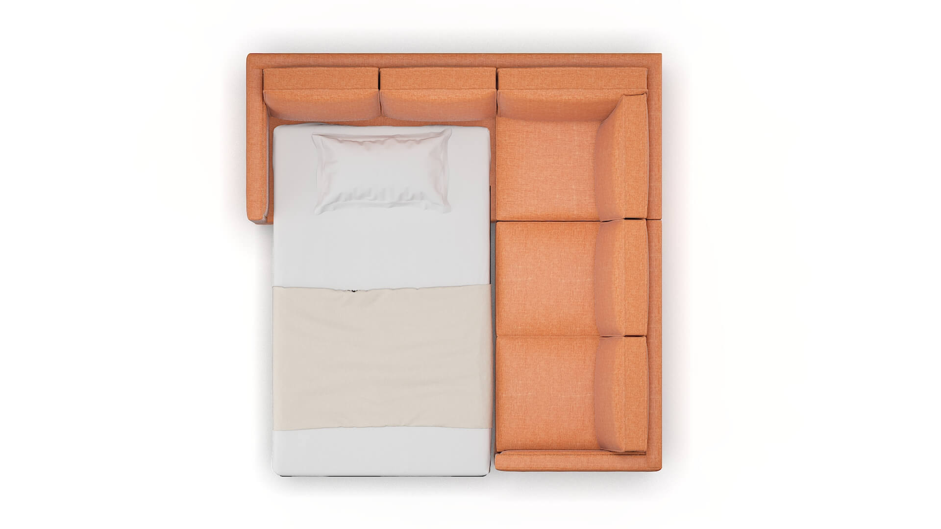 Alps Durham Tangerine Sectional Sleeper Espresso legs 3