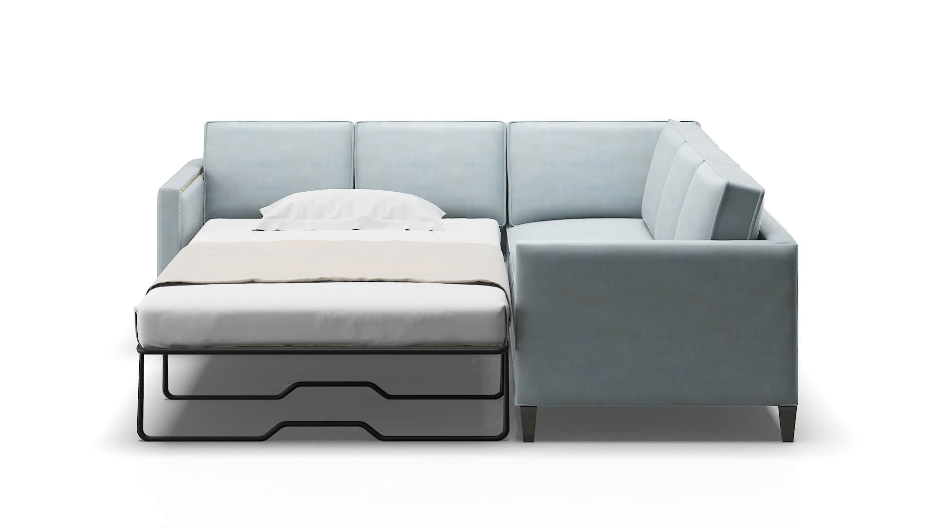 Alps Hathaway Aqua Sectional Sleeper Espresso legs 1