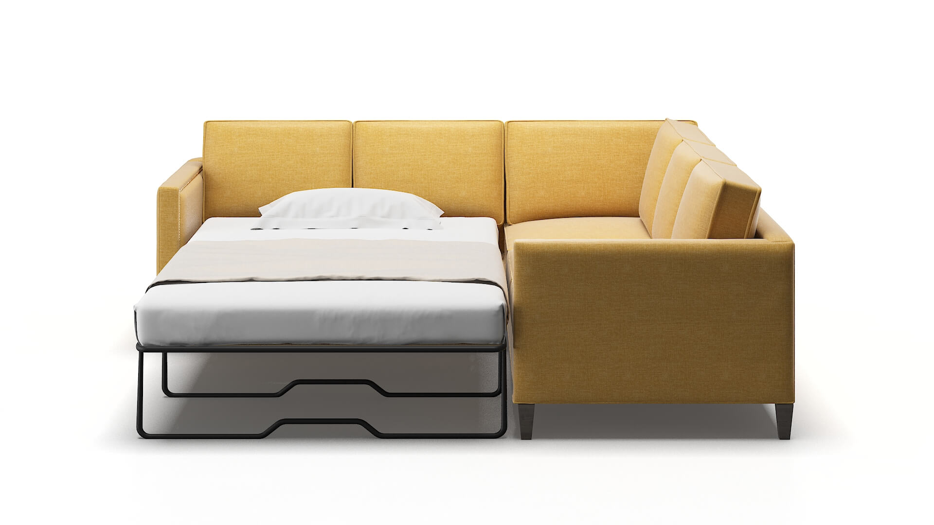 Alps Leslie Saffron Sectional Sleeper Espresso legs 1