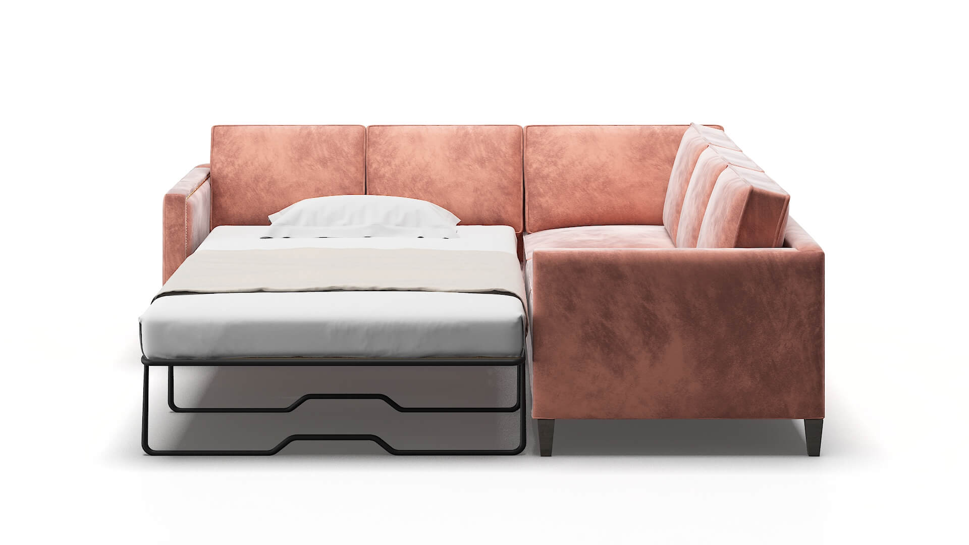 Alps Naples Blush Sectional Sleeper Espresso legs 1