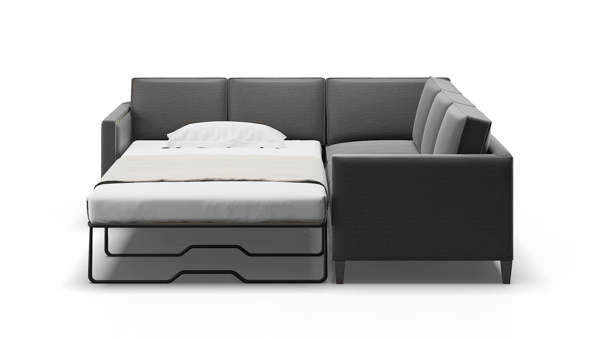 Alps Oscar Grey Sectional Sleeper Espresso legs 1
