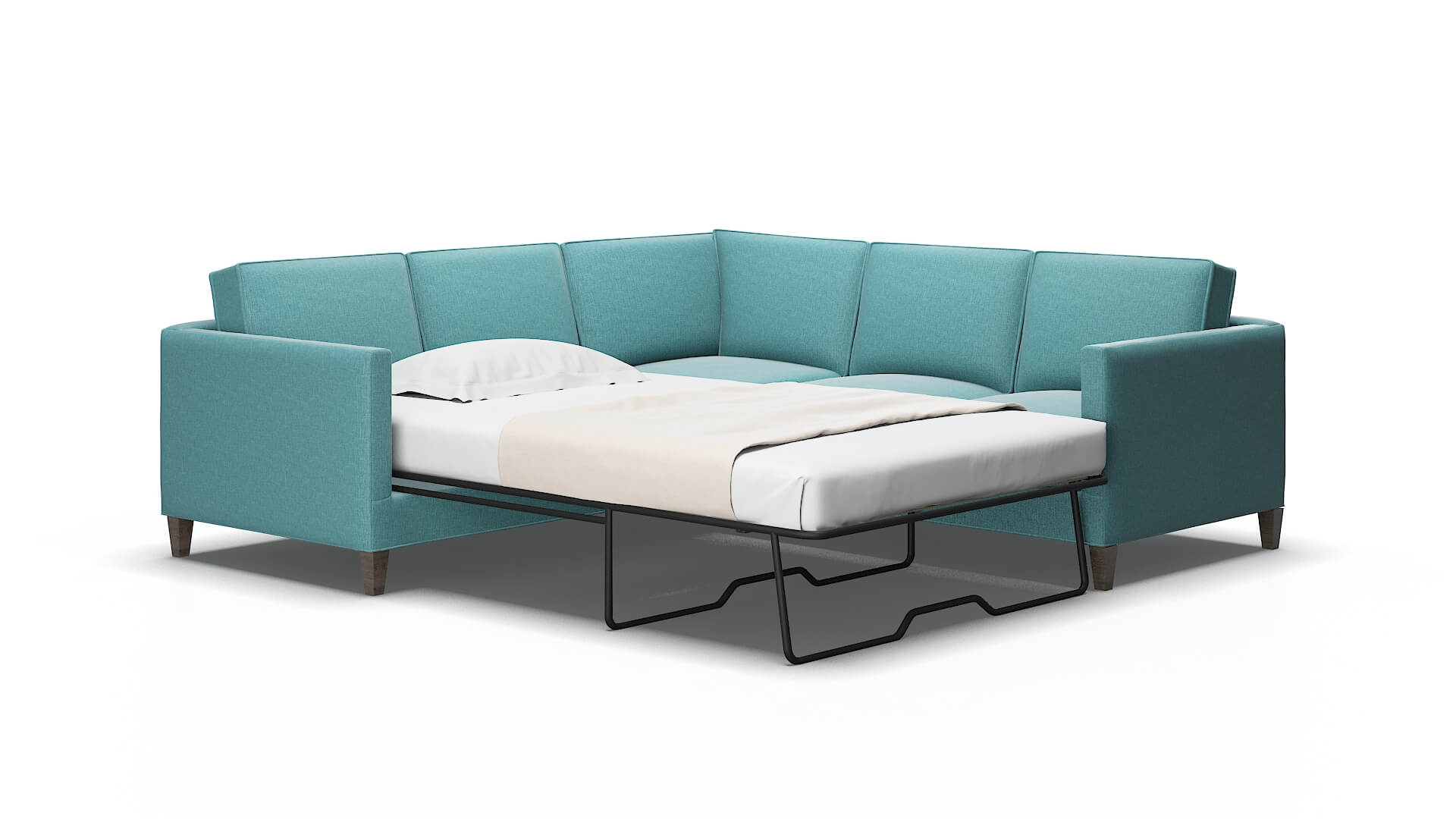 Alps Parker turquoise Sectional sleeper Espresso Legs  2