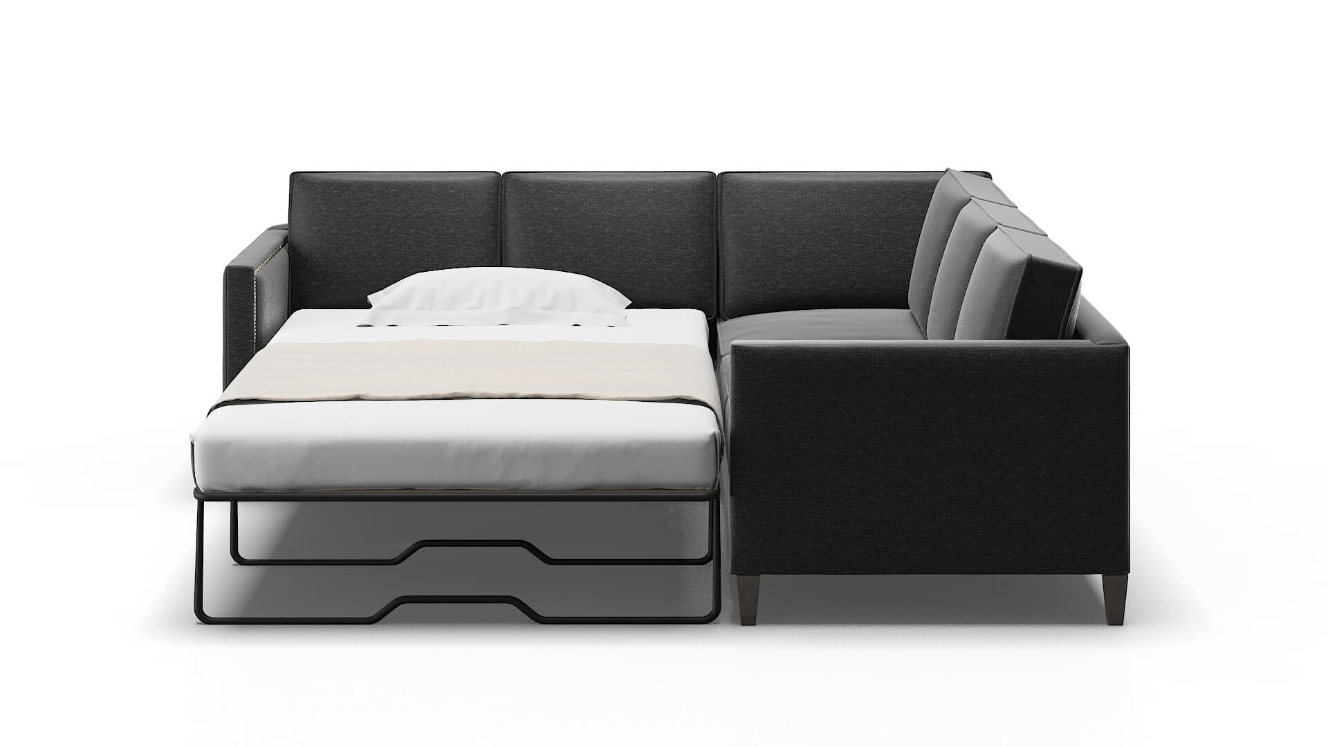 Alps Phoenix Charcoal Sectional Sleeper Espresso legs 1