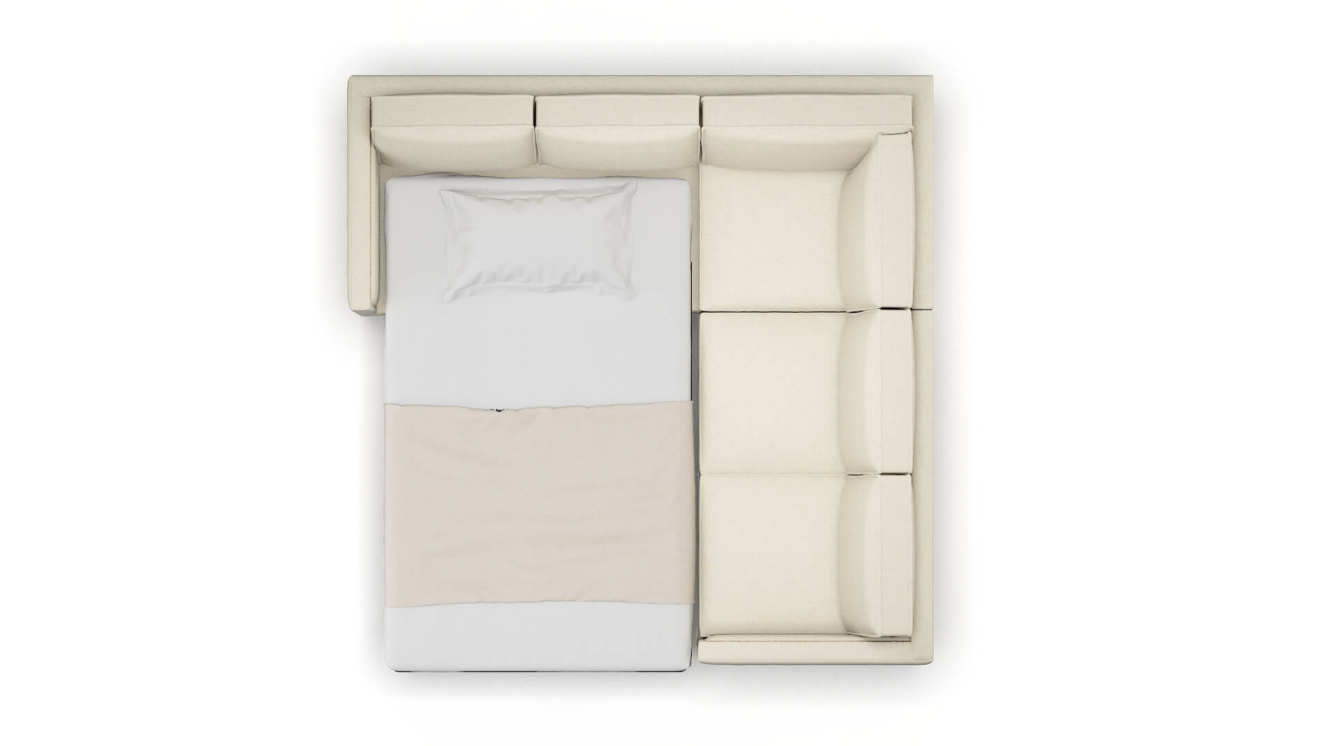 Alps Phoenix Ivory Sectional Sleeper Espresso legs 3