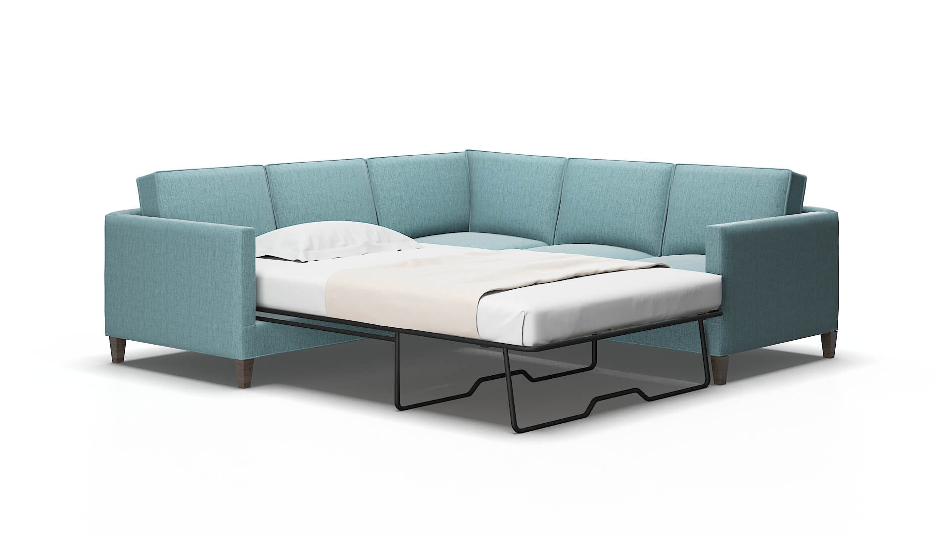 Alps Sasha Teal Sectional Sleeper espresso legs 2