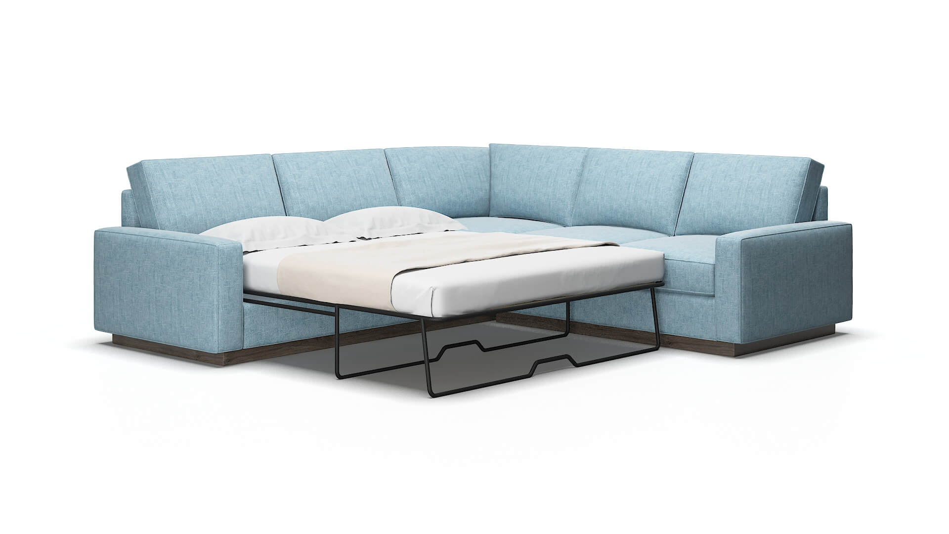 Alton Atlas turquoise Sectional sleeper Espresso Legs  2