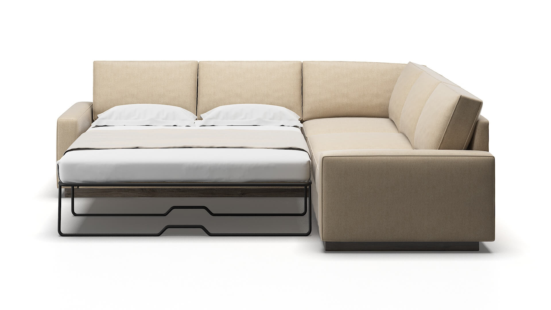 Alton Avenger Burlap Sectional Sleeper Espresso legs 1