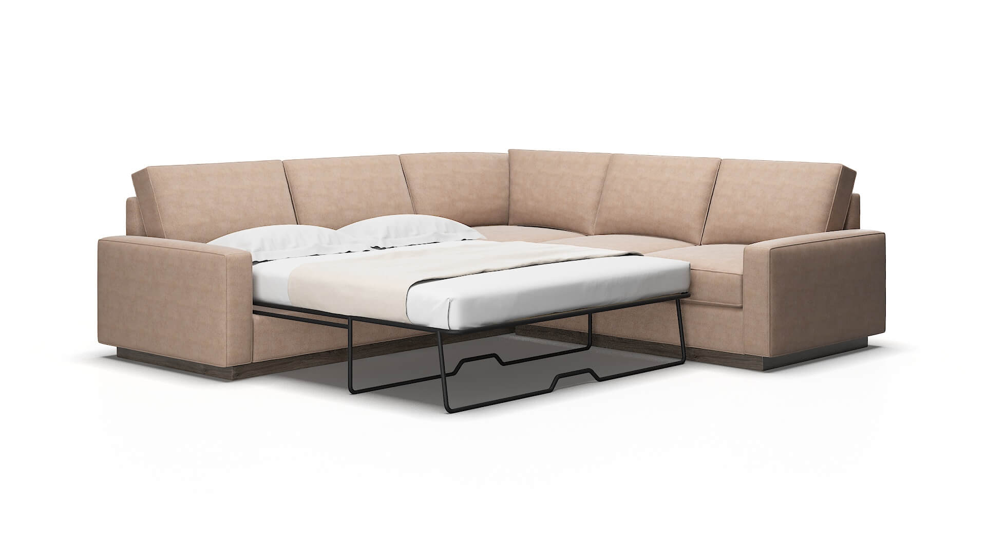 Alton Bella Pewter Sectional Sleeper espresso legs 2