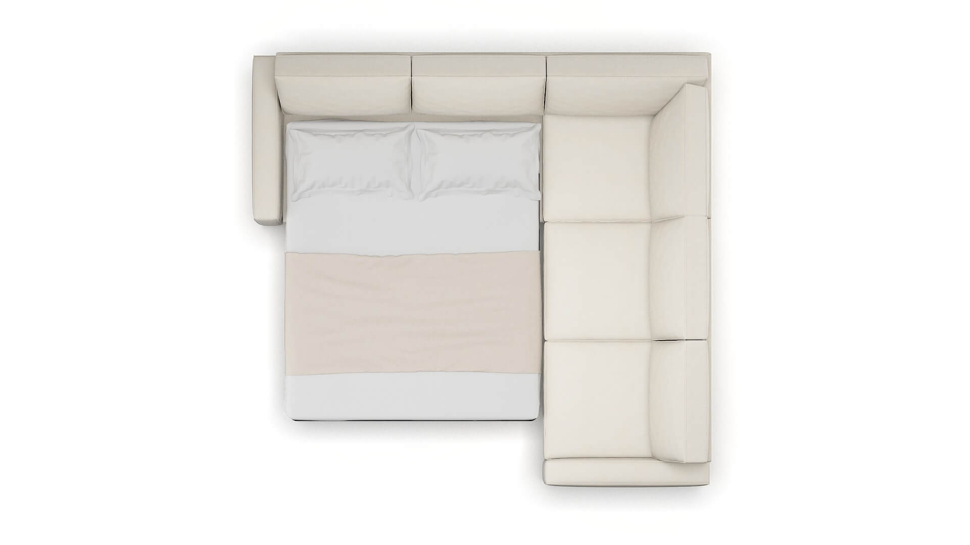 Alton Bungalow Ivory Sectional Sleeper Espresso legs 3