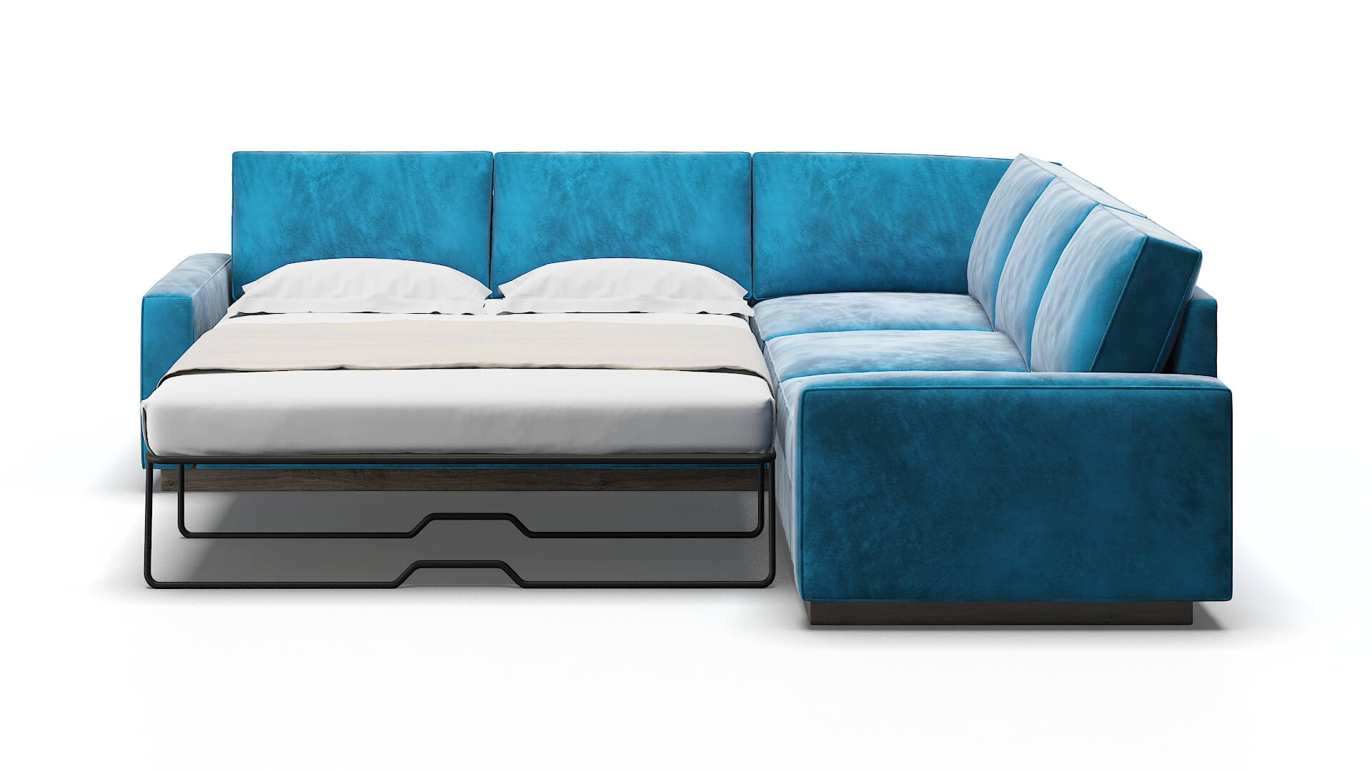 Alton Buzz Teal Sectional Sleeper Espresso legs 1
