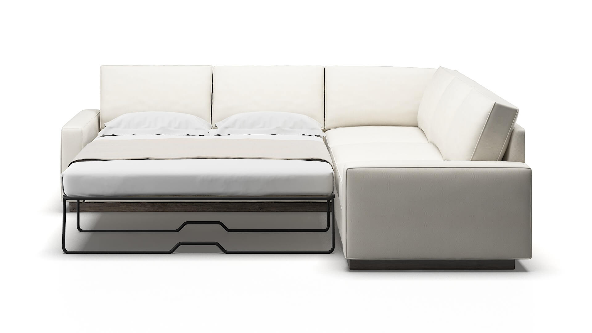 Alton Cosmo Ivory Sectional Sleeper Espresso legs 1