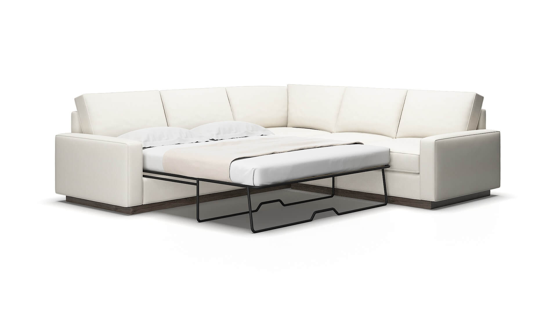 Alton Cosmo ivory Sectional sleeper Espresso Legs  2