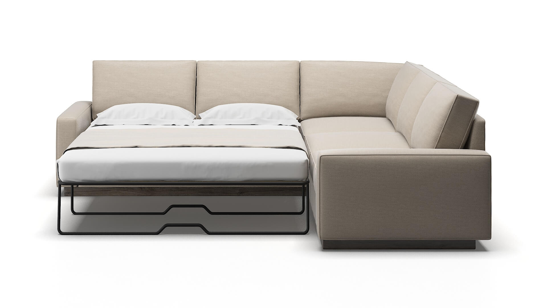 Alton Naples Almond Sectional Sleeper Espresso legs 1