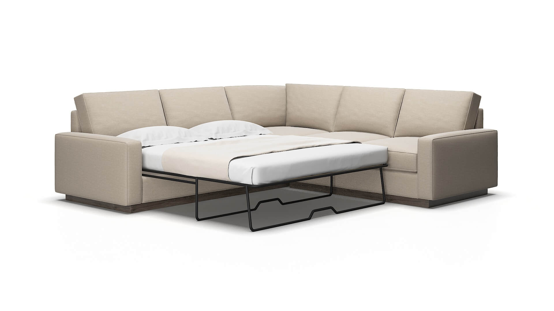 Alton Naples Almond Sectional Sleeper Espresso legs 2