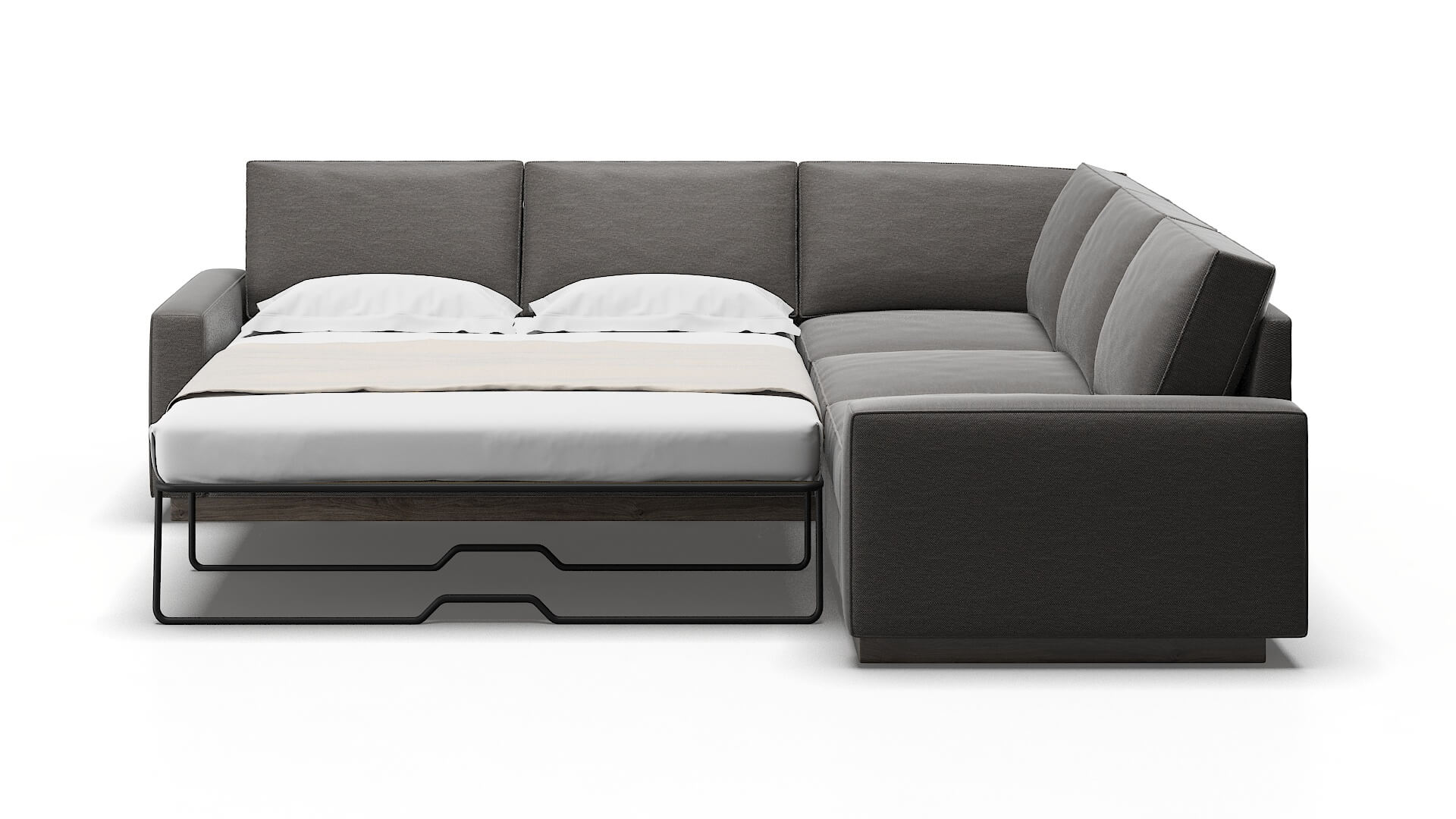 Alton Oscar Grey Sectional Sleeper Espresso legs 1